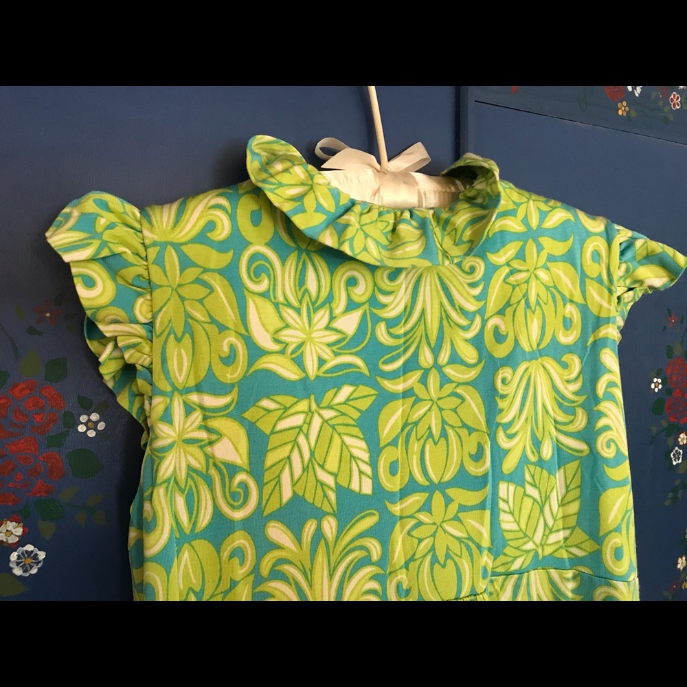 Soft luscious ruffles Lilly Pulitzer resort dress vintage tiki pattern mid MCM